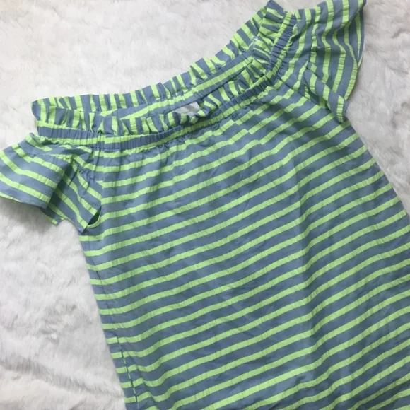 Anthropologie | Dresses | Anthropologie Lime Neon Seersucker Off Shoulder  Dress | Poshmark